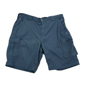 Duluth Trading Co Dry on the Fly Blue Gray elastic waist Cargo Shorts Mens 2XL